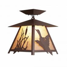 Avalanche Ranch Lighting M47664AL-27 - Smoky Mountain Close-to-Ceiling Large - Loon - Almond Mica Shade - Rustic Brown Finish