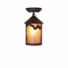 Avalanche Ranch Lighting M48401AL-27 - Cascade Close-to-Ceiling Small - Rustic Plain - Almond Mica Shade - Rustic Brown Finish