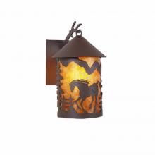 Avalanche Ranch Lighting M51535AM-27 - Cascade Lantern Sconce Mica Medium - Mountain Horse - Amber Mica Shade - Rustic Brown Finish