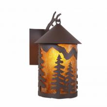 Avalanche Ranch Lighting M51614AM-27 - Cascade Lantern Sconce Mica Large - Spruce Tree - Amber Mica Shade - Rustic Brown Finish