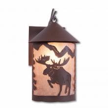Avalanche Ranch Lighting M51622AL-27 - Cascade Lantern Sconce Mica Large - Alaska Moose - Almond Mica Shade - Rustic Brown Finish