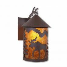 Avalanche Ranch Lighting M51627AM-27 - Cascade Lantern Sconce Mica Large - Mountain Moose - Amber Mica Shade - Rustic Brown Finish