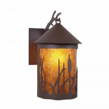 Avalanche Ranch Lighting M51665AM-27 - Cascade Lantern Sconce Mica Large - Cattails - Amber Mica Shade - Rustic Brown Finish
