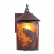 Avalanche Ranch Lighting M51681AM-27 - Cascade Lantern Sconce Mica Large - Trout - Amber Mica Shade - Rustic Brown Finish