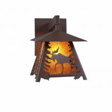 Avalanche Ranch Lighting M53527AM-27 - Smoky Mountain Sconce Small - Mountain Moose - Amber Mica Shade - Rustic Brown Finish