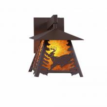 Avalanche Ranch Lighting M53530AM-27 - Smoky Mountain Sconce Small - Mountain Deer - Amber Mica Shade - Rustic Brown Finish