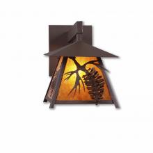 Avalanche Ranch Lighting M53540AM-27 - Smoky Mountain Sconce Extra Small - Spruce Cone - Amber Mica Shade - Rustic Brown Finish