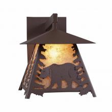 Avalanche Ranch Lighting M53625AL-27 - Smoky Mountain Sconce Large - Mountain Bear - Almond Mica Shade - Rustic Brown Finish