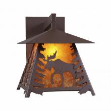 Avalanche Ranch Lighting M53627AM-27 - Smoky Mountain Sconce Large - Mountain Moose - Amber Mica Shade - Rustic Brown Finish