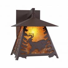 Avalanche Ranch Lighting M53630AM-27 - Smoky Mountain Sconce Large - Mountain Deer - Amber Mica Shade - Rustic Brown Finish