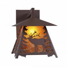 Avalanche Ranch Lighting M53633AM-27 - Smoky Mountain Sconce Large - Mountain Elk - Amber Mica Shade - Rustic Brown Finish