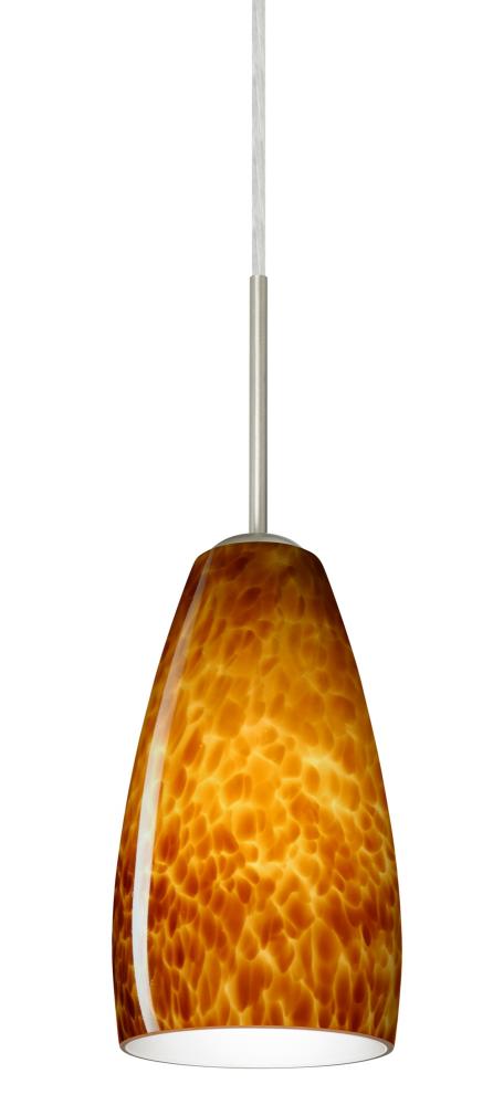 Besa Chrissy Pendant Satin Nickel Amber Cloud 1x9W LED