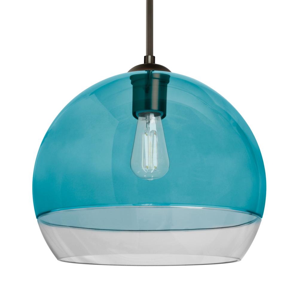 Besa, Ally 12 Cord Pendant, Coral Blue/Clear, Bronze Finish, 1x5W LED Filament