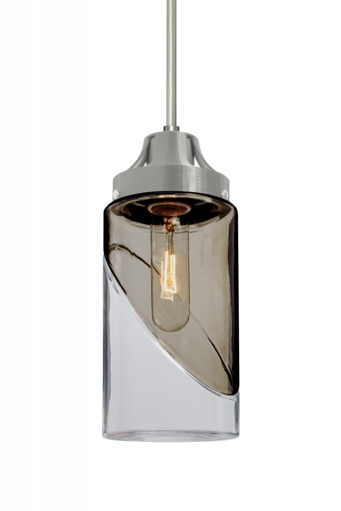 Besa, Blink Cord Pendant, Trans. Smoke/Clear, Satin Nickel Finish, 1x60W Medium Base