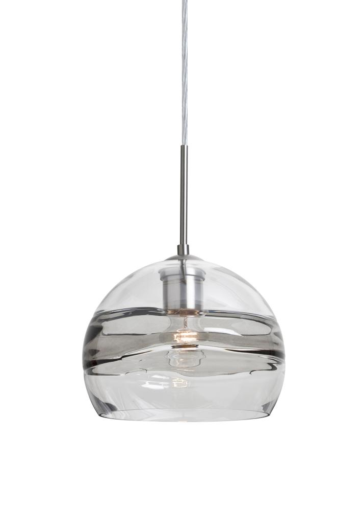 Besa Spirit 8 Pendant, Smoke/Clear, Satin Nickel Finish, 1x60W Medium Base