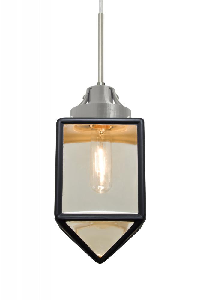 Besa, Bravo Cord Pendant, Black/Gold Bubble, Satin Nickel Finish, 1x60W Medium Base