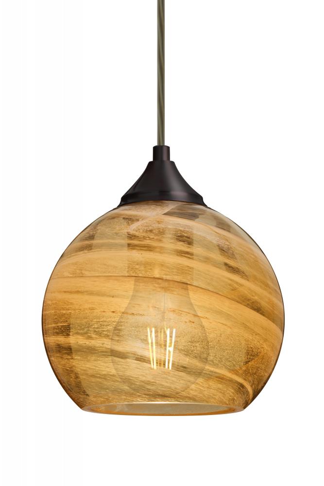 Besa, Jilly Cord Pendant, Vapor Amber, Bronze Finish, 1x5W LED Filament