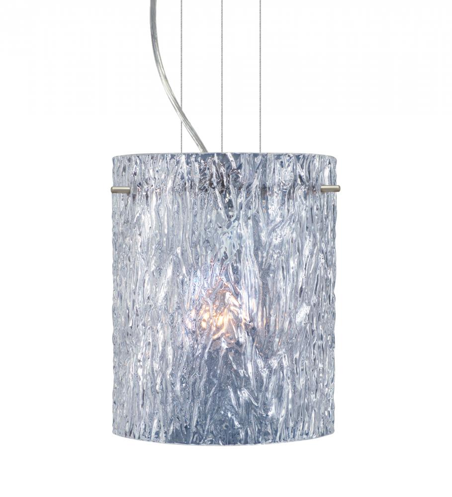 Besa Tamburo 8 Pendant Clear Stone Satin Nickel 1x11W LED