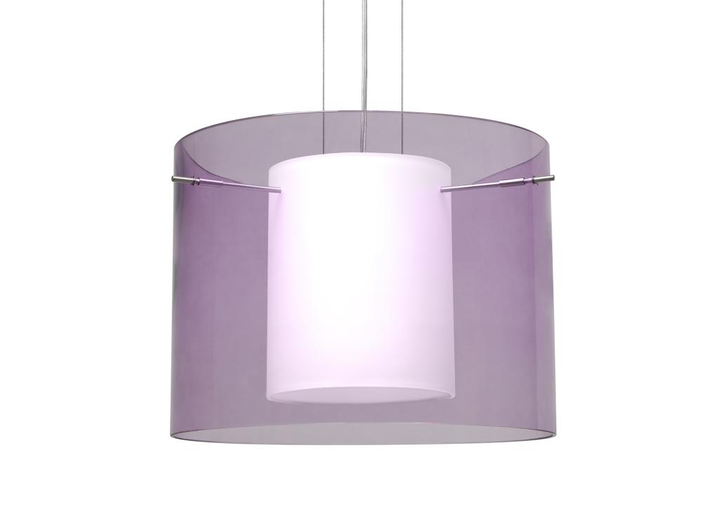 Besa Pahu 16 LED Pendant 1Kg Transparent Amethyst/Opal Satin Nickel 1x11W LED