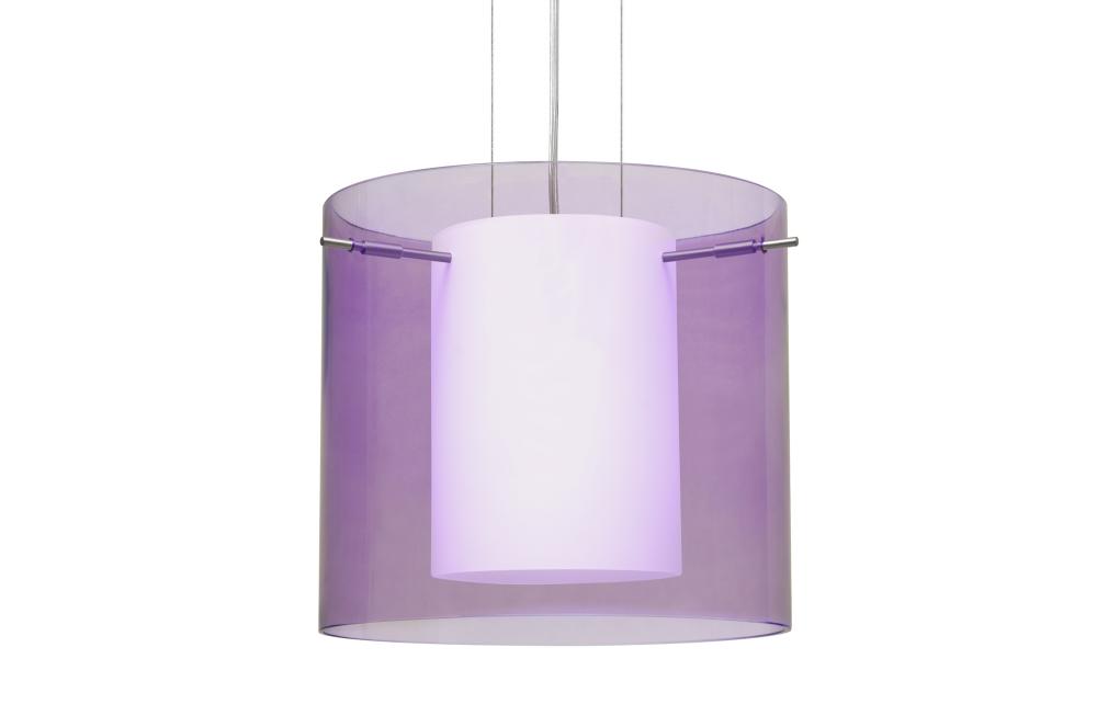 Besa Pendant Pahu 12 Satin Nickel Transparent Amethyst 1x100W Medium Base