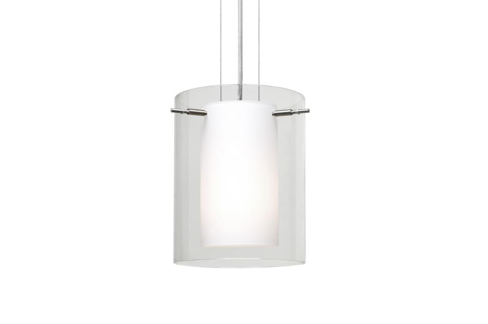 Besa Pendant Pahu 8 Satin Nickel Clear/Opal 1x100W Medium Base