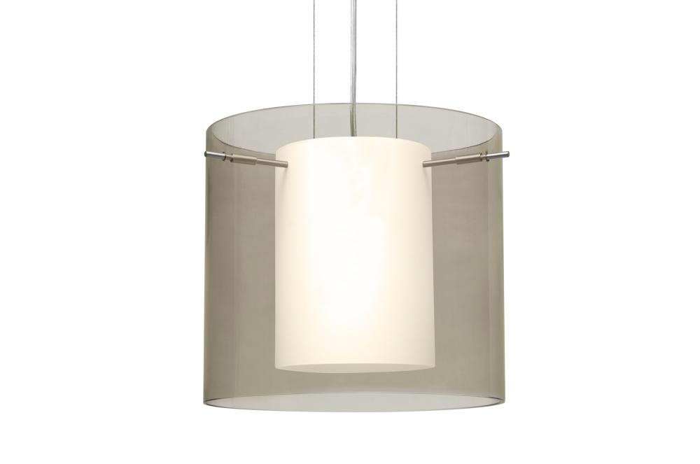 Besa Pendant Pahu 12 Satin Nickel Transparent Smoke 1x11W LED