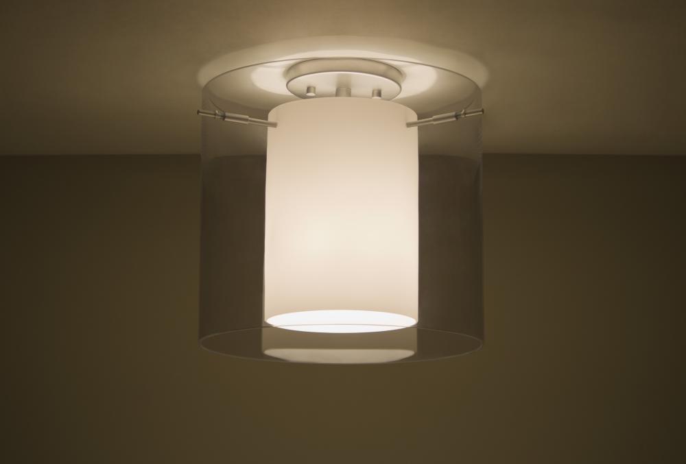 Besa Ceiling Pahu 12 Satin Nickel Transparent Smoke/Opal 1x11W LED