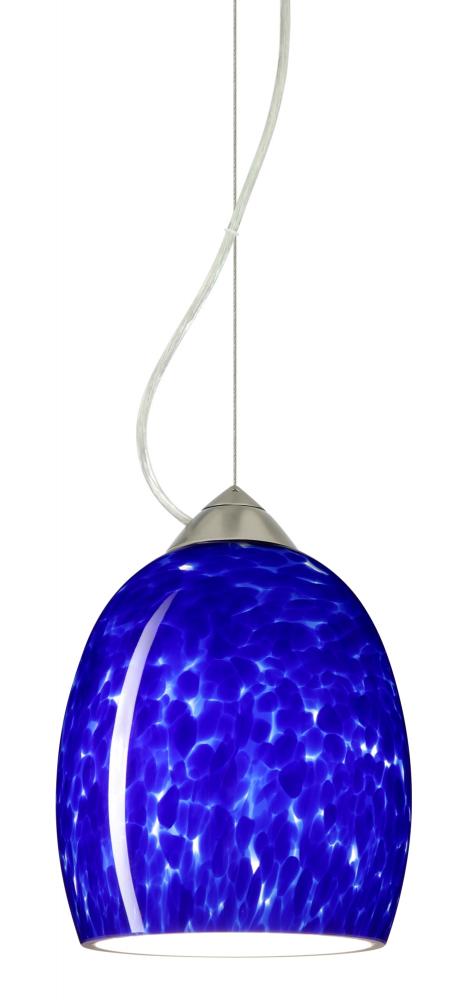 Besa Lucia Stem Pendant Blue Cloud Satin Nickel 1x100W Medium Base