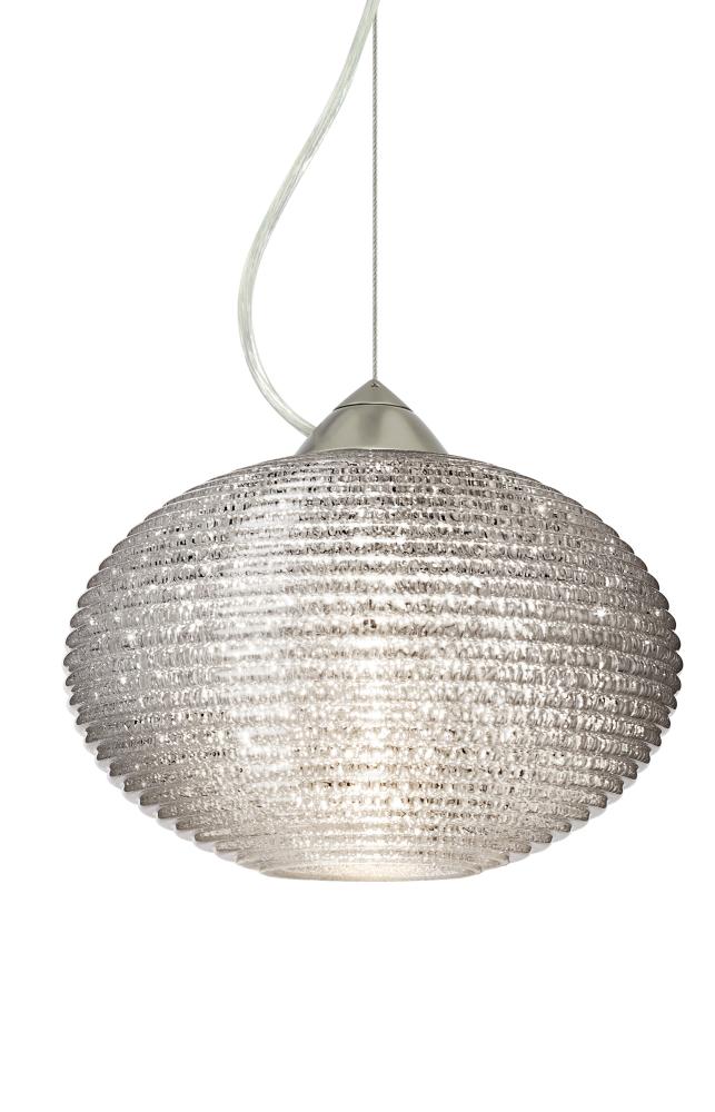 Besa Pape 12 Pendant 1Kx Glitter Satin Nickel 1x75W Medium Base