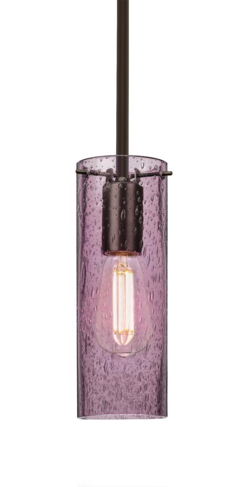 Besa, Juni 10 Stem Pendant, Plum Bubble, Bronze, 1x4W LED Filament