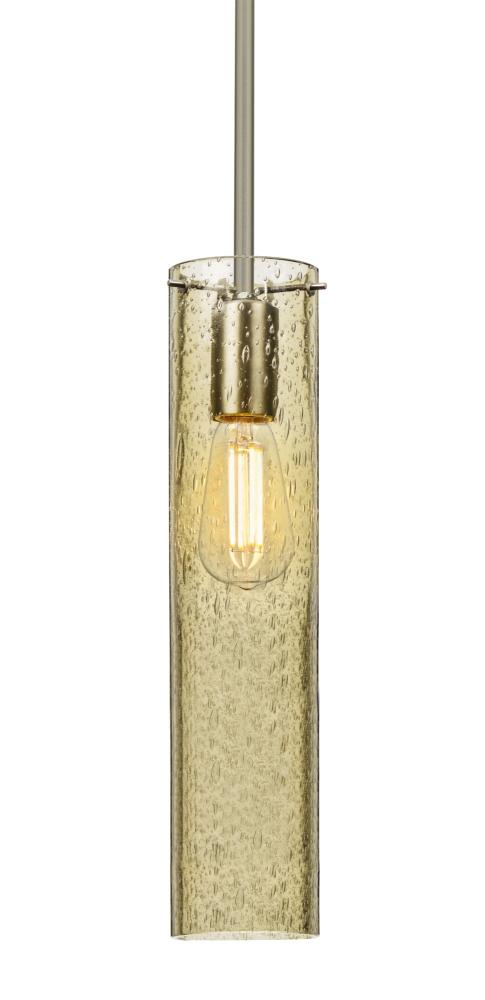 Besa, Juni 16 Stem Pendant, Gold Bubble, Satin Nickel, 1x4W LED Filament