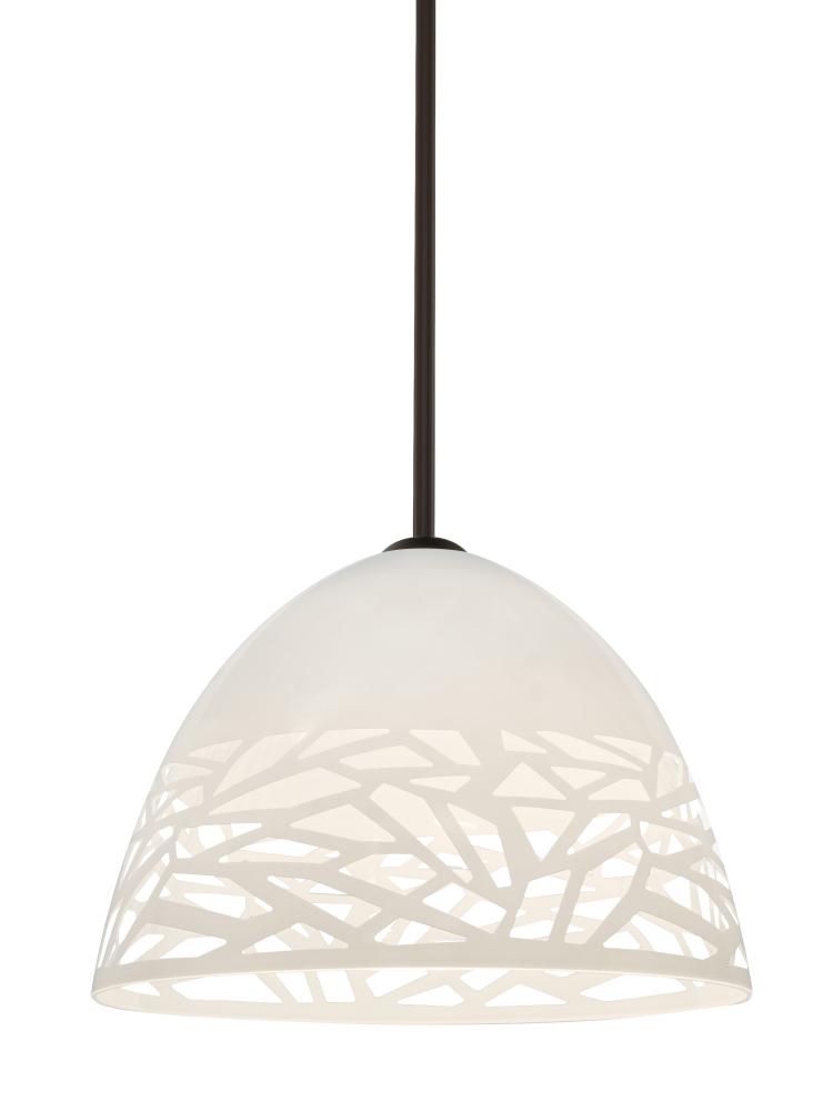 Besa Kiev Stem Pendant, White, Bronze Finish, 1x60W Medium Base