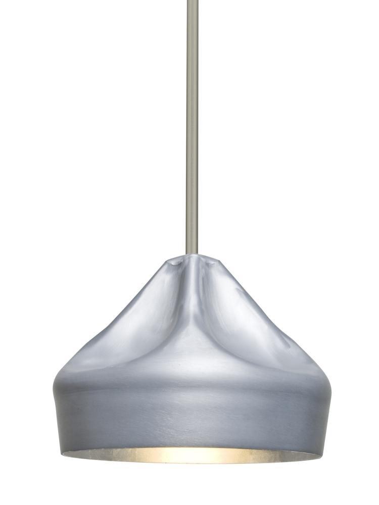 Besa Lotus Stem Pendant, Satin Nickel Finish, 1x60W Medium Base