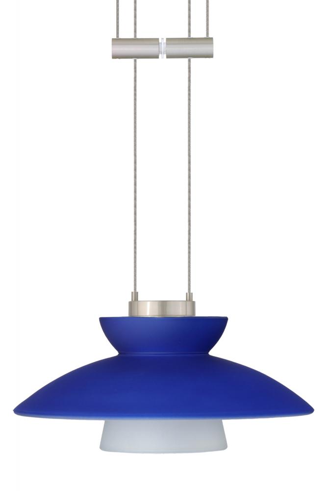 Besa Pendant Trilo 7 Satin Nickel Blue Matte 1x50W Halogen