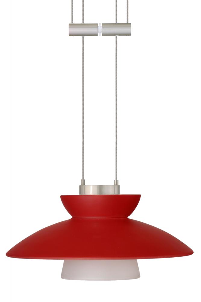 Besa Pendant Trilo 7 Satin Nickel Red Matte 1x50W Halogen