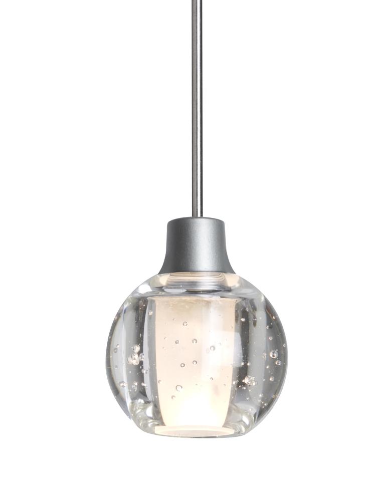 Besa, Boca 3 Cord Pendant, Clear Bubble, Satin Nickel Finish, 1x3W LED