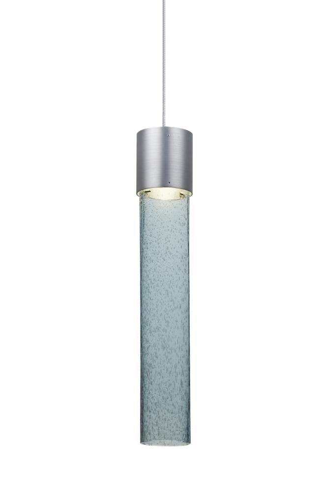 Besa, Wanda 12 Cord Pendant, Blue Bubble, Satin Nickel Finish, 1x3W LED