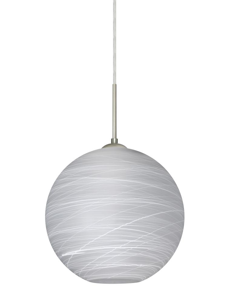 Besa Coco 10 Pendant, Cocoon, Satin Nickel Finish, 1x9W LED