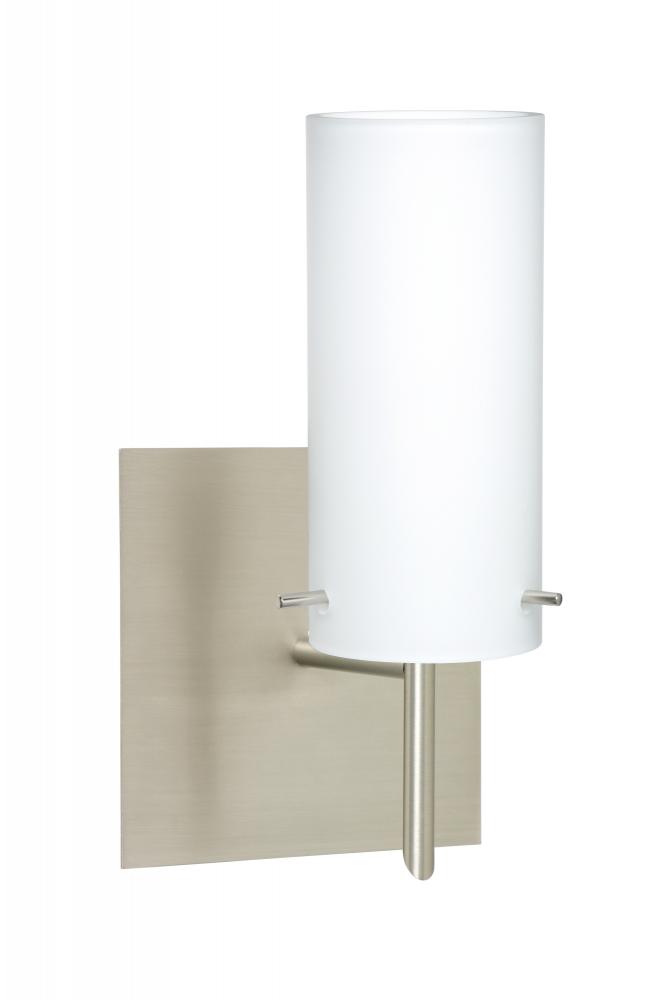 Besa Wall With SQ Canopy Copa 3 Satin Nickel Opal Matte 1x5W LED