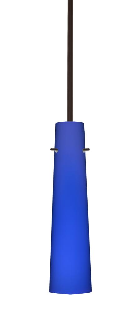 Besa Camino Stem Pendant Bronze Cobalt Blue Matte 1x5W LED