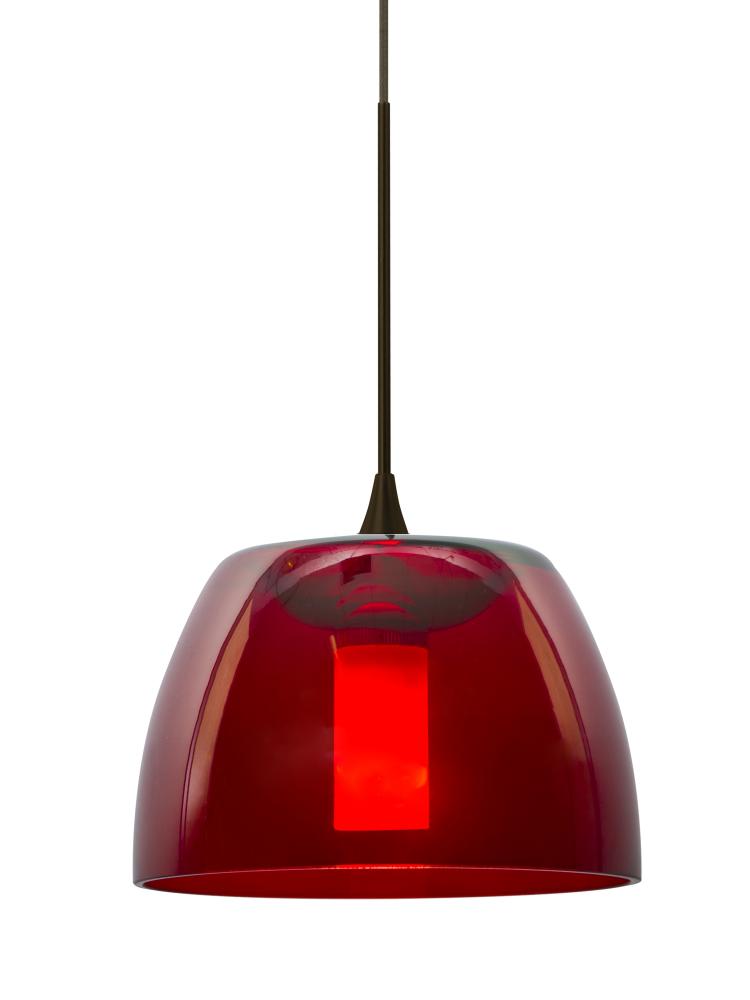 Besa Spur Cord Pendant, Red, Bronze Finish, 1x3W LED