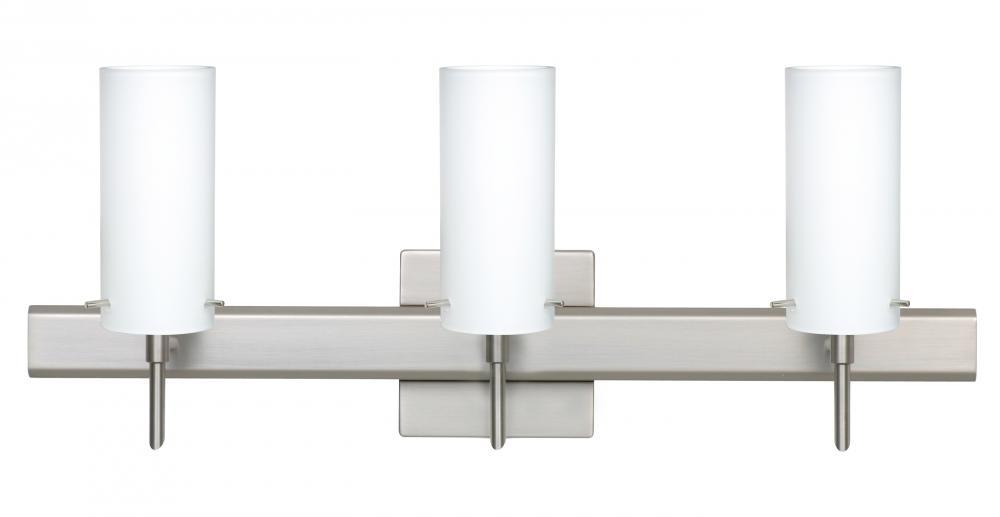 Besa Wall With SQ Canopy Copa 3 Satin Nickel Opal Matte 3x5W LED