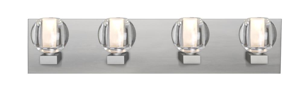 Besa, Boca Vanity, Clear, Satin Nickel Finish, 4x40W Halogen