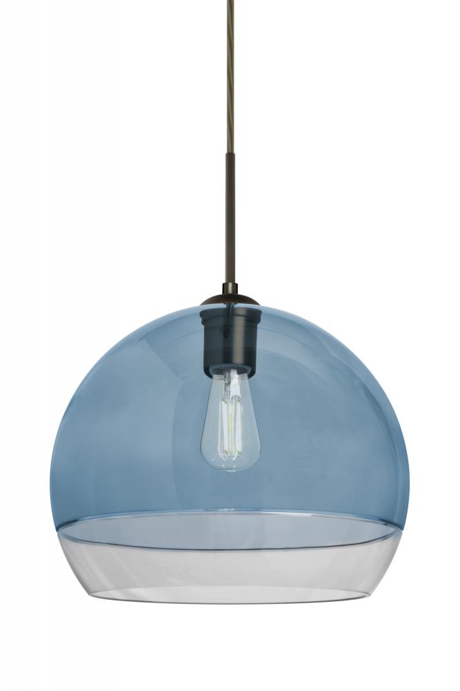 Besa, Ally 12 Cord Pendant For Multiport Canopy, Coral Blue/Clear, Bronze Finish, 1x5