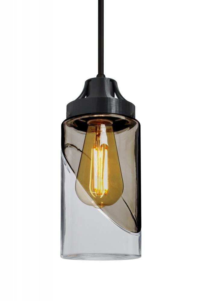 Besa, Blink Cord Pendant For Multiport Canopy, Trans. Smoke/Clear, Black Finish, 1x4W