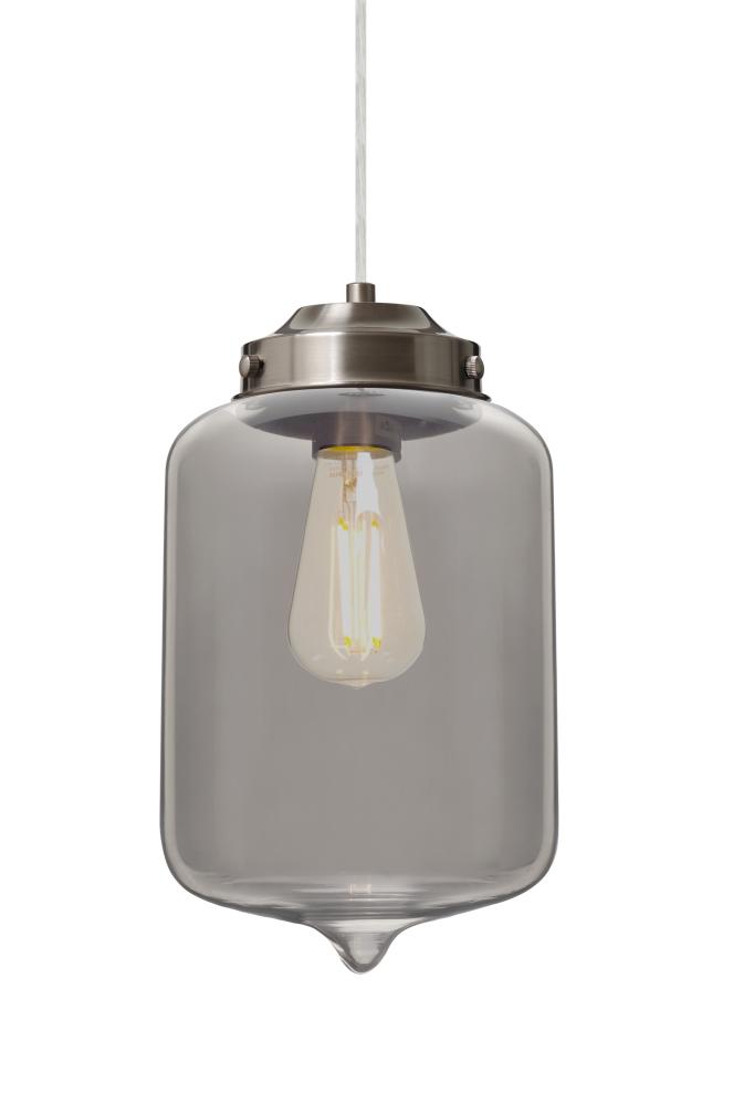 Besa Olin Pendant For Multiport Canopy Satin Nickel Smoke 1x4W LED Filament