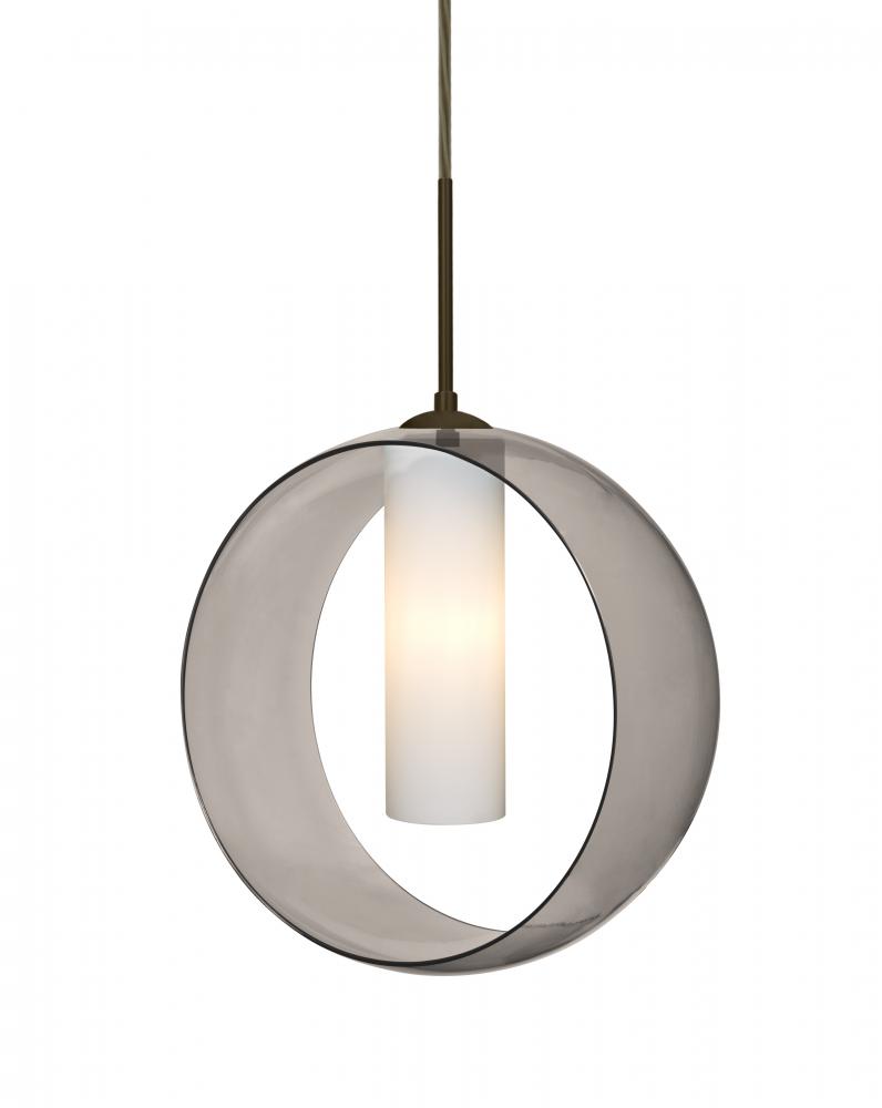 Besa, Plato Cord Pendant For Multiport Canopies, Smoke/Opal, Bronze Finish, 1x5W LED