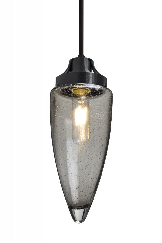 Besa, Sulu Cord Pendant For Multiport Canopy, Smoke Bubble, Black Finish, 1x4W LED Fi