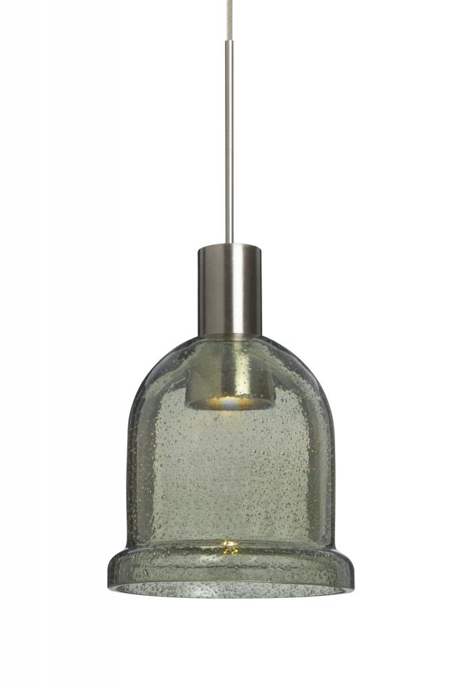 Besa, Kiba Cord Pendant For Multiport Canopy, Moss Bubble, Satin Nickel Finish, 1x3W