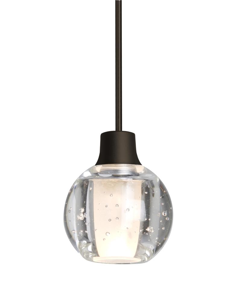 Besa, Boca 3 Cord Pendant, Clear Bubble, Bronze Finish, 1x35W Halogen